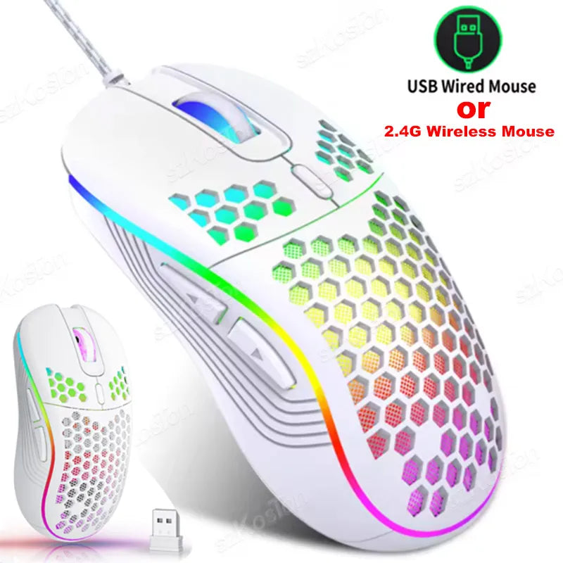 Honeycomb Wired Gaming Mouse RGB Backlight 7200 Adjustable DPI Ergonomic