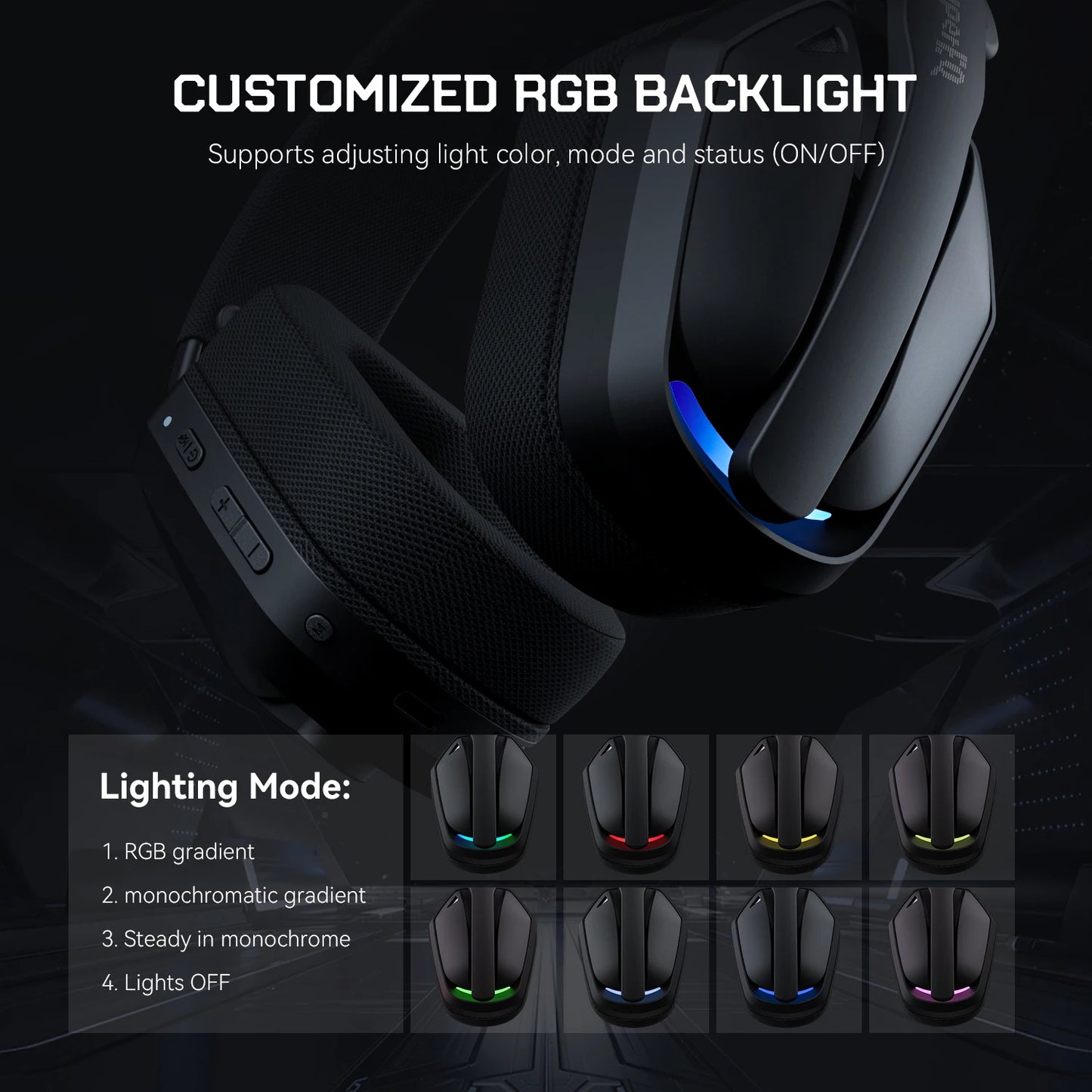 SuperEQ G19BT 2.4GHz Wireless Gaming Headphones Ultra-light Bluetooth 5.4 Headset Gamer with Mic for PC/PS5/Xbox