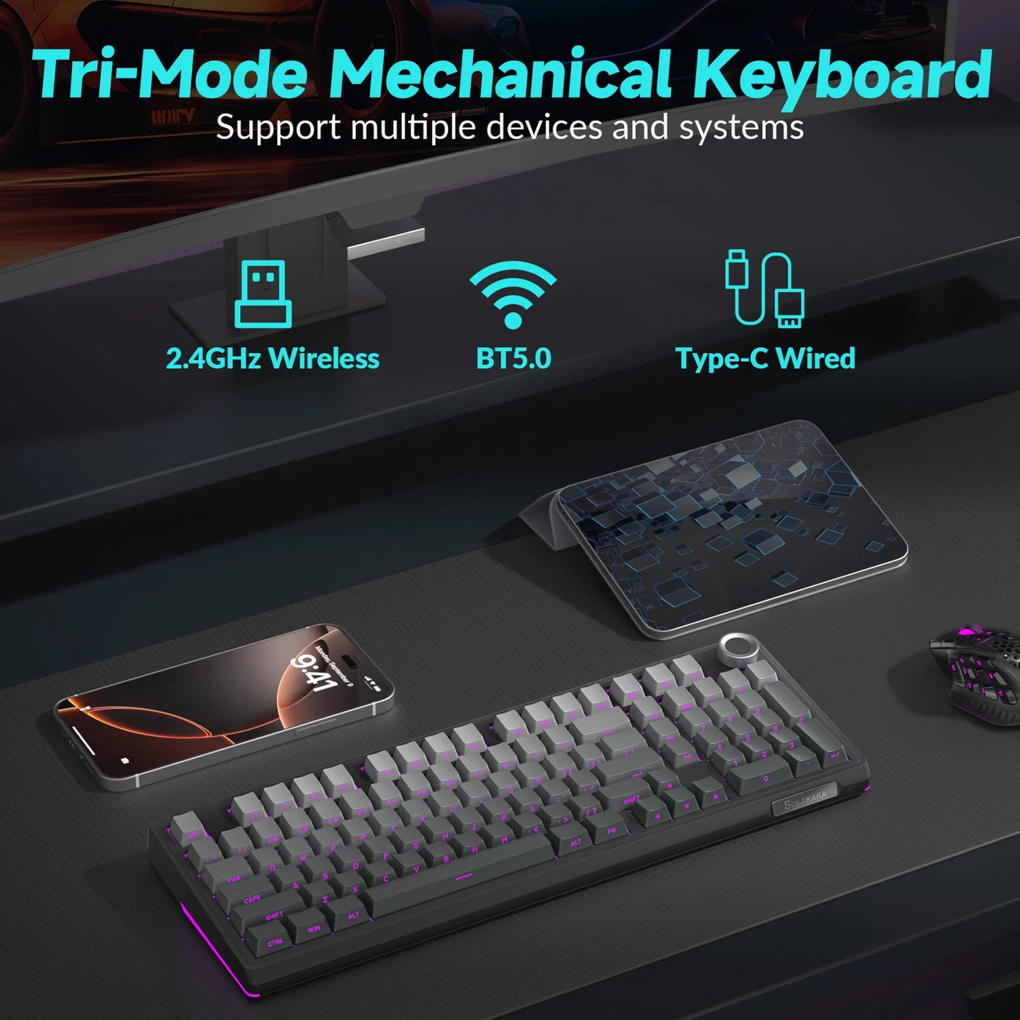 SOLAKAKA Ki99 Pro Bluetooth Wireless Keyboard 99 Keys