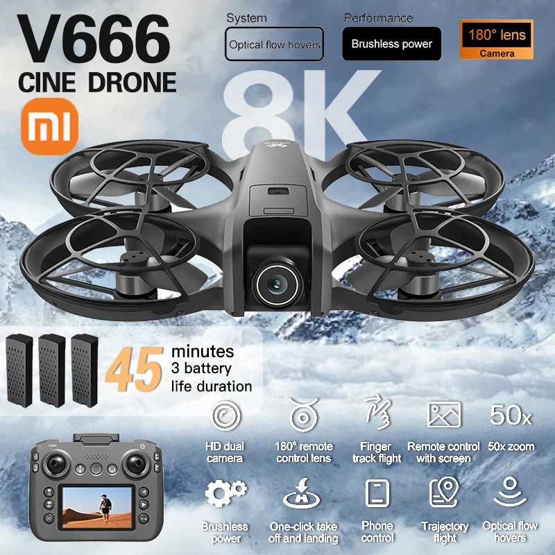 Xiaomi V666 MINI Drone 4K Professional WIFI 5G Dron Obstacle Avoidance Brushless Altitude Headless Mode RC Quadcopter FPV Toys