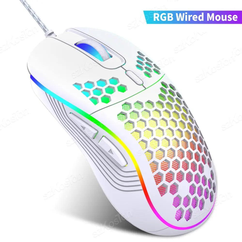 Honeycomb Wired Gaming Mouse RGB Backlight 7200 Adjustable DPI Ergonomic